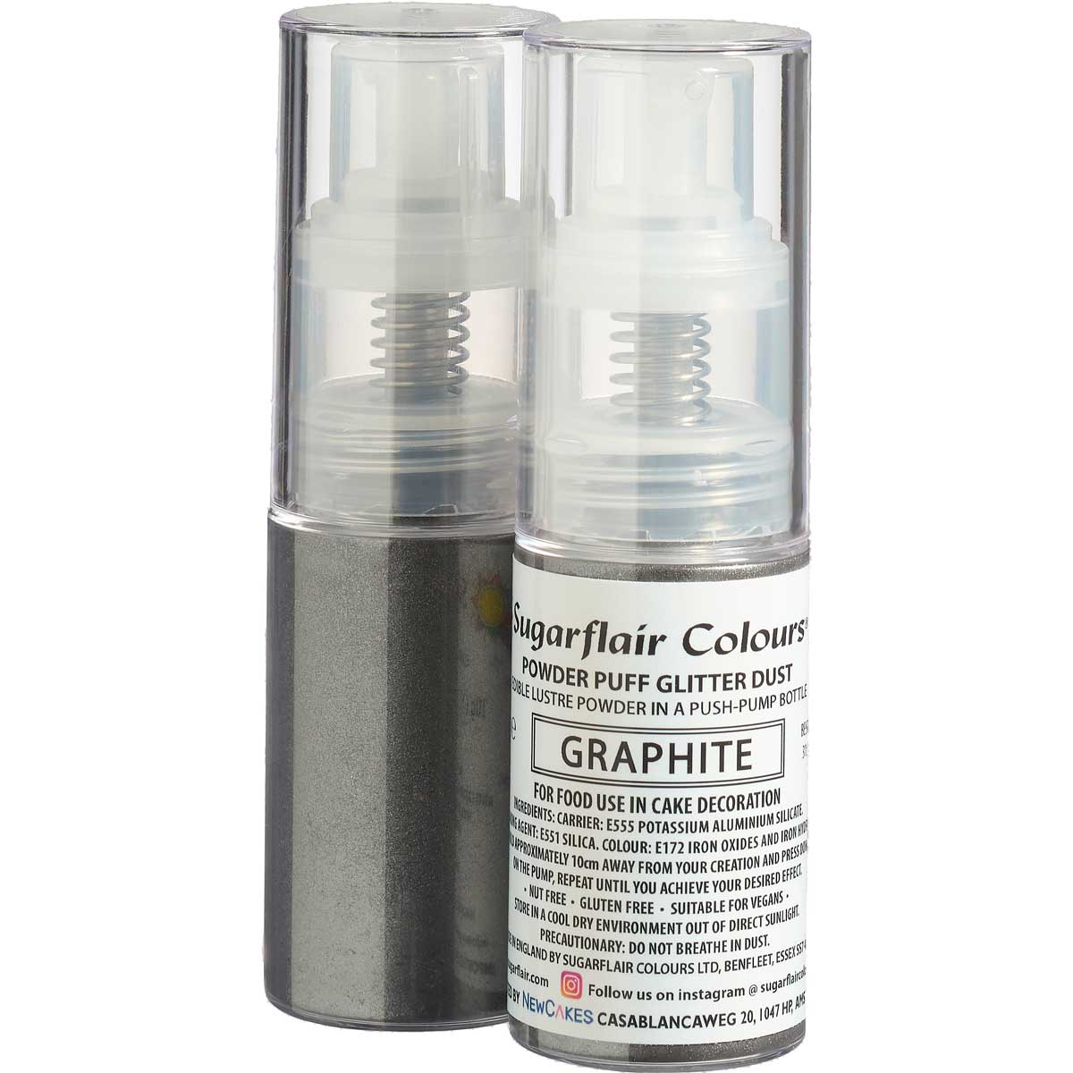 Sugarflair Pomp Spray Glitterpoeder Graphite
