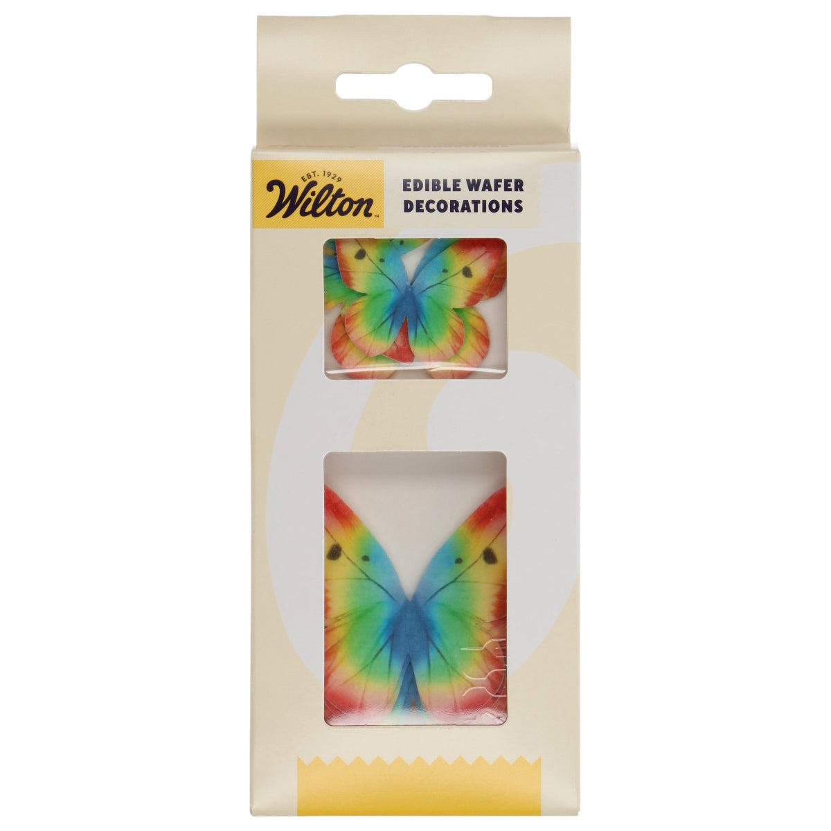 Wilton Eetbare Papieren Decoraties Vlinders Regenboog set/8 