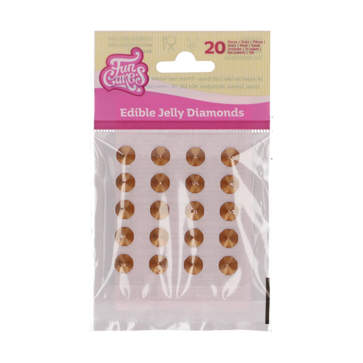 FunCakes Eetbare Jelly Diamonds Parelmoer Goud pk/20