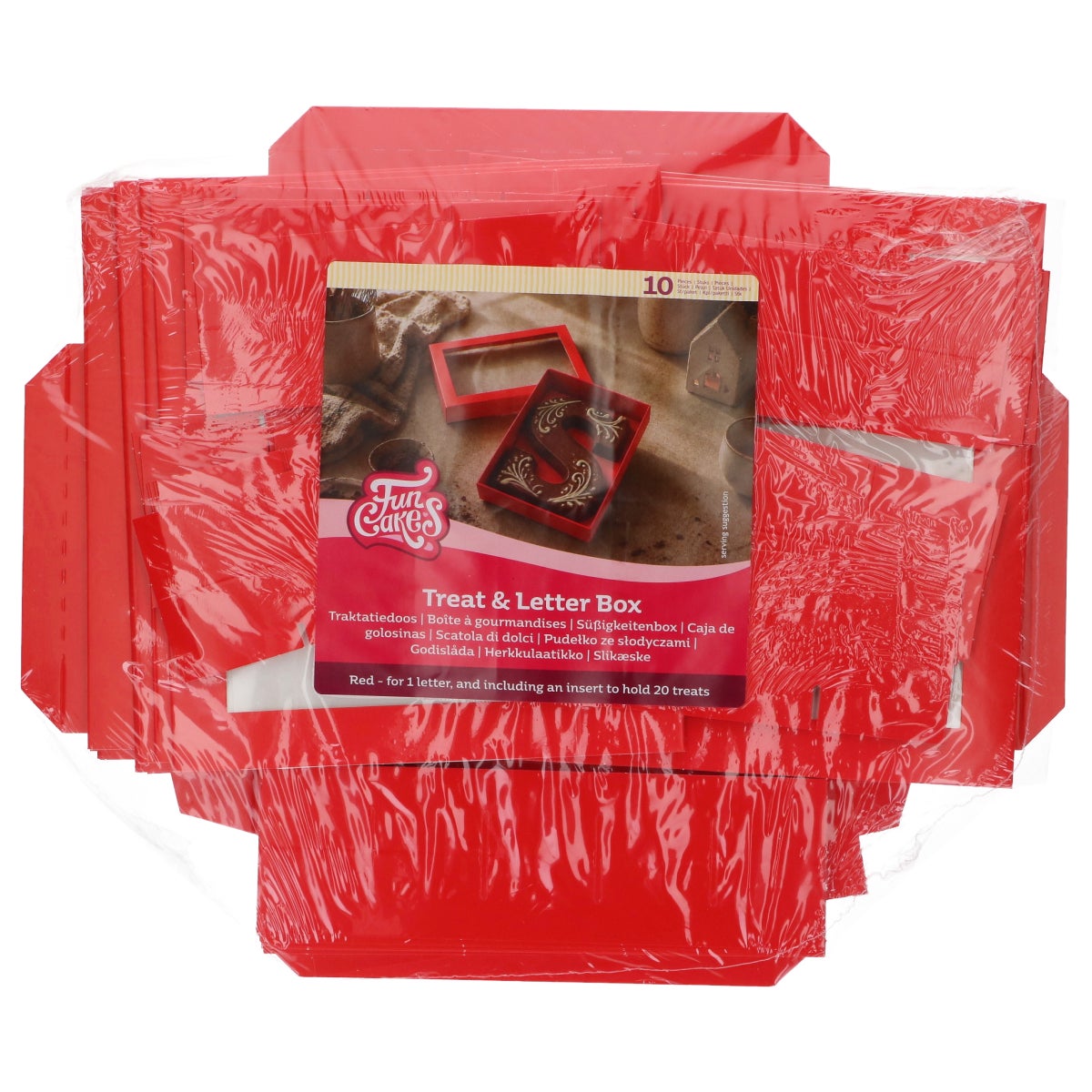 FunCakes Chocoladeletterdoos Rood 20x14x3,5cm pk/10