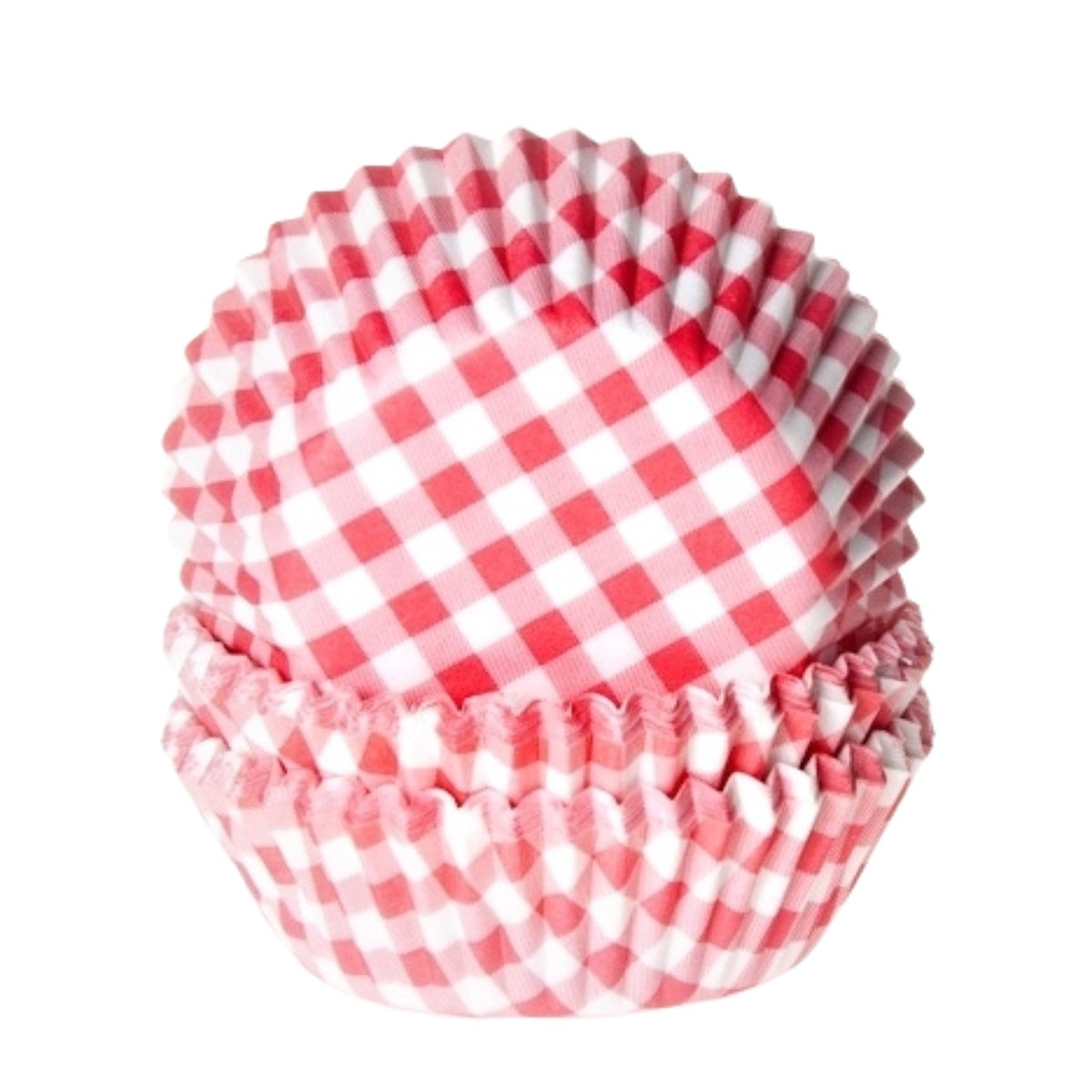 House of Marie Baking Cups Gingham Rood pk/48