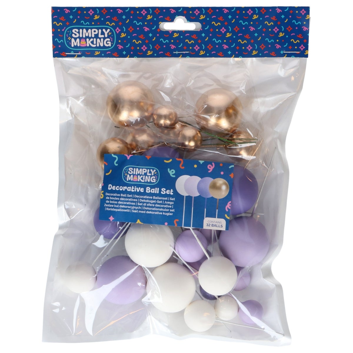 Simply Making Decoratieve Ballenset Paars Ombre & Goud pk/32