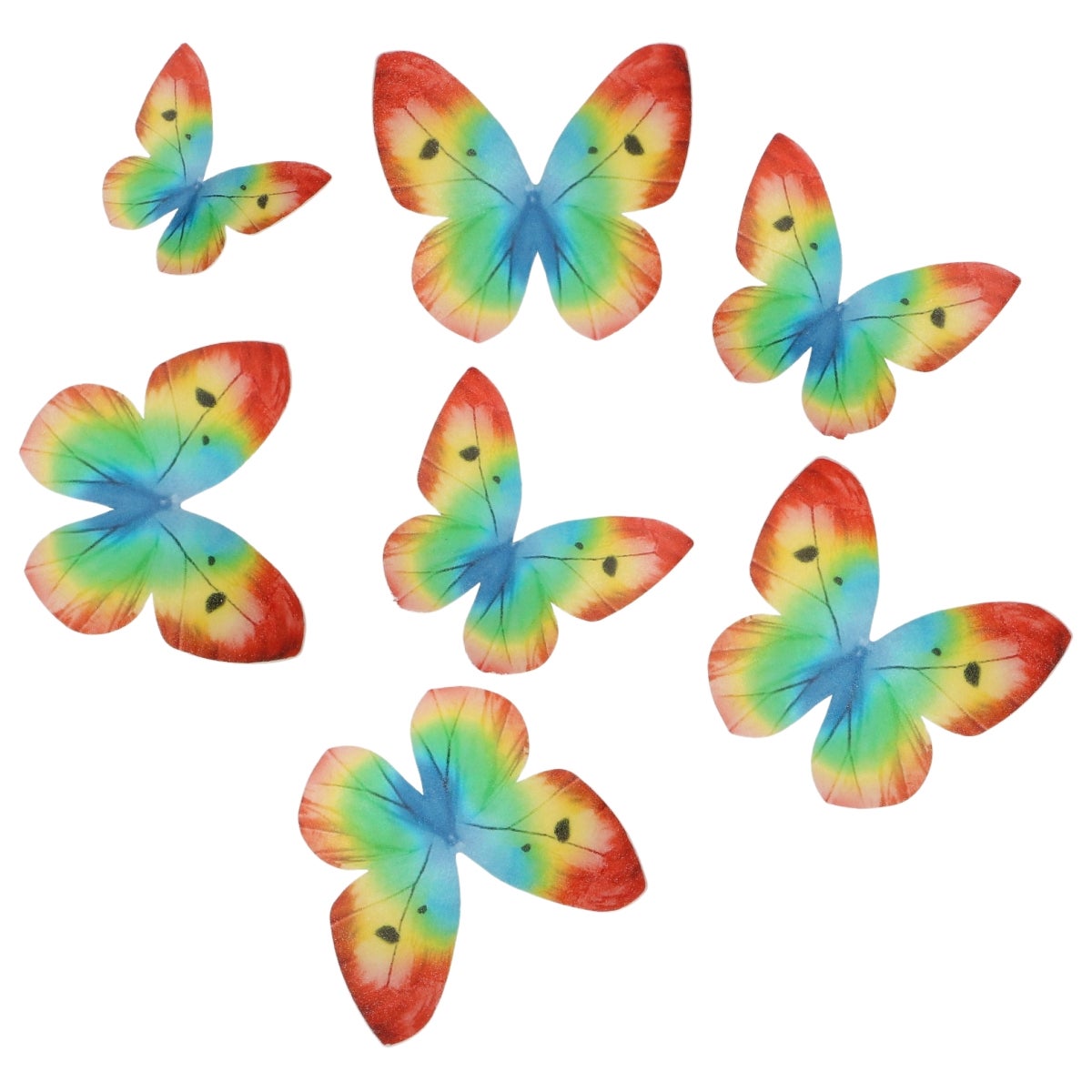 Wilton Eetbare Papieren Decoraties Vlinders Regenboog set/8 
