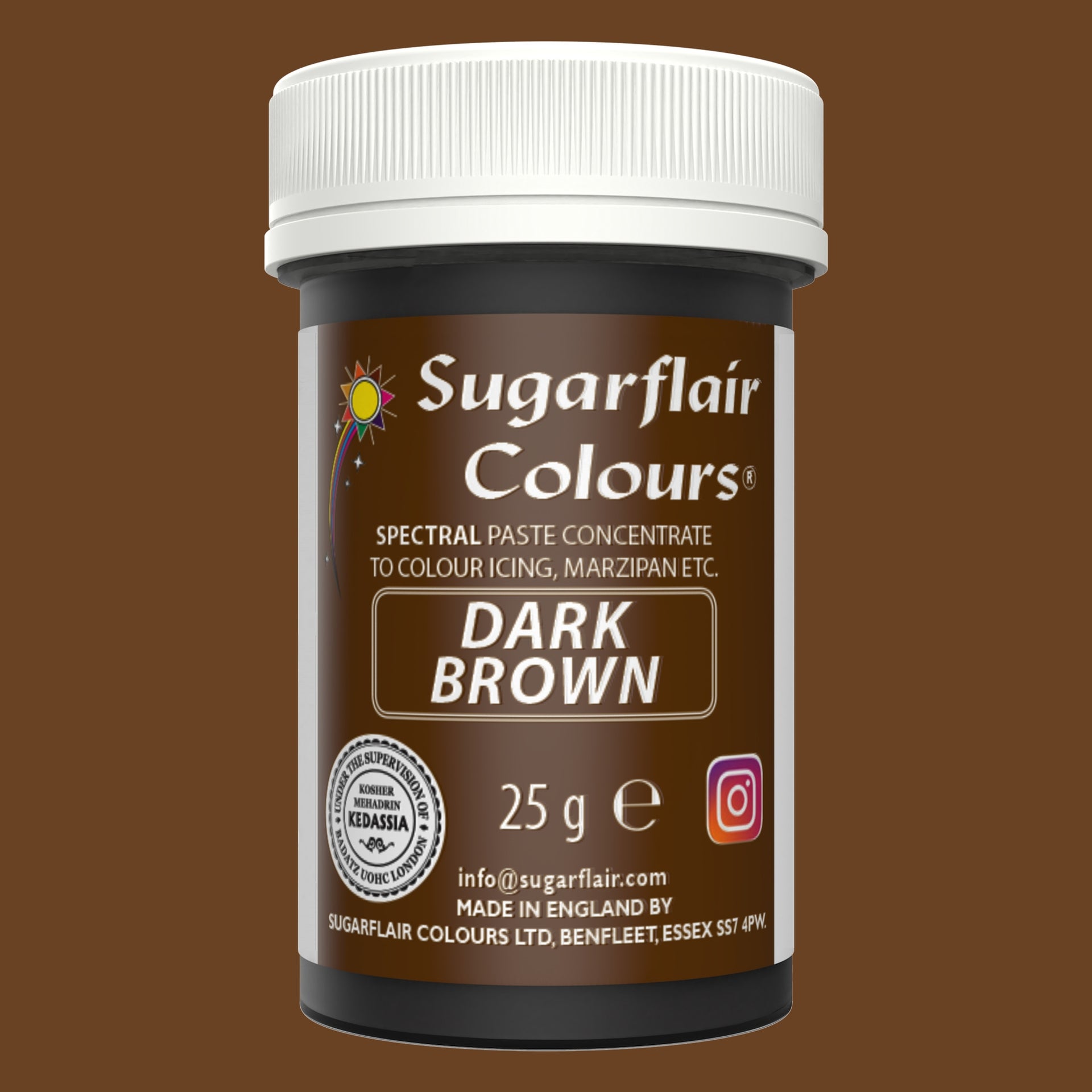 Sugarflair Paste Colour Donker Bruin 25g