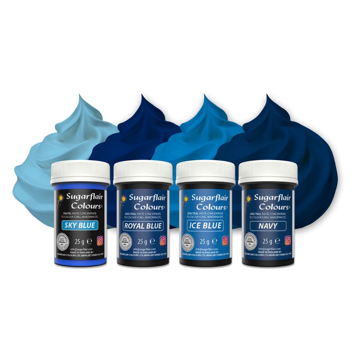 Sugarflair Paste Colour Mixed Blauw set/4