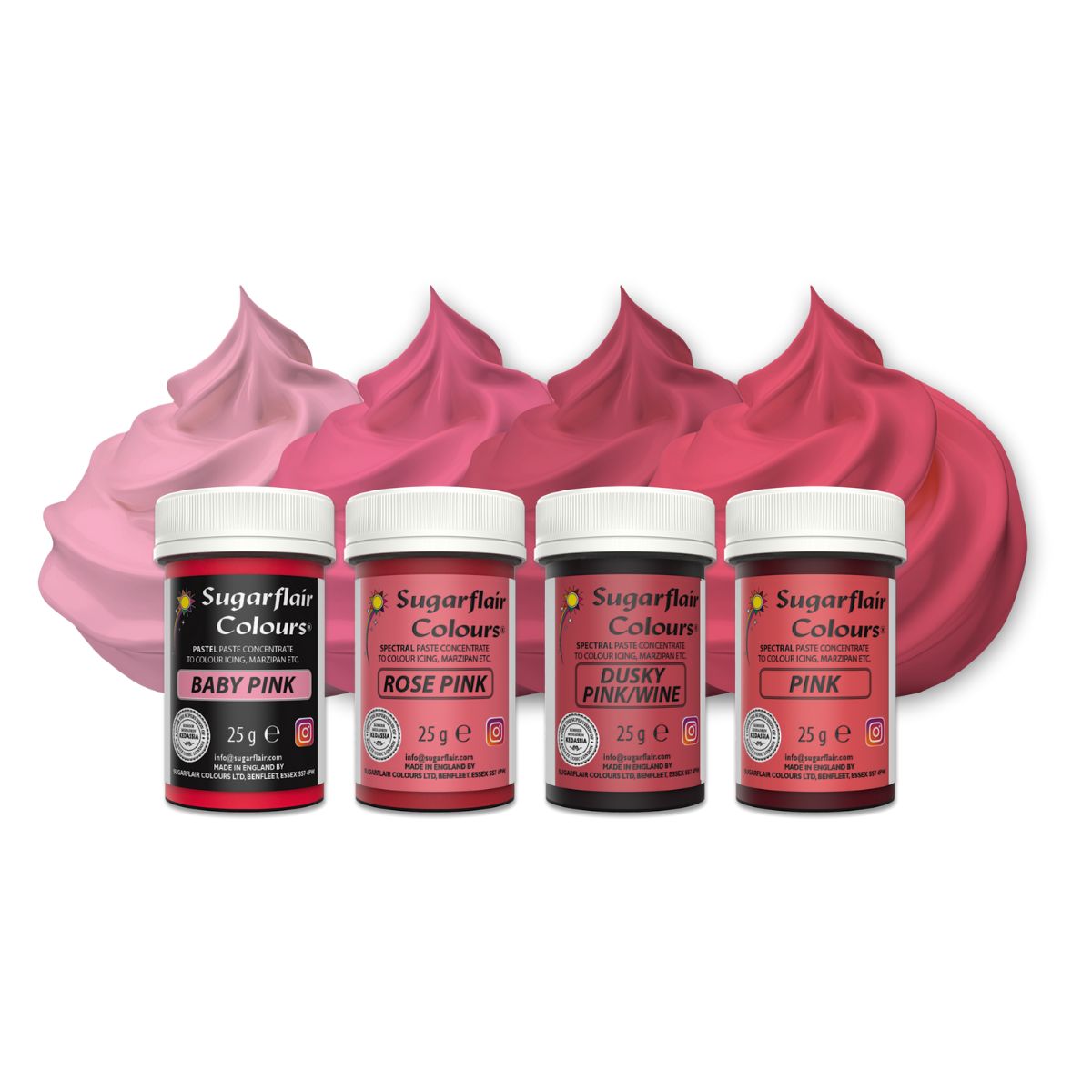 Sugarflair Paste Colour Mixed Roze set/4