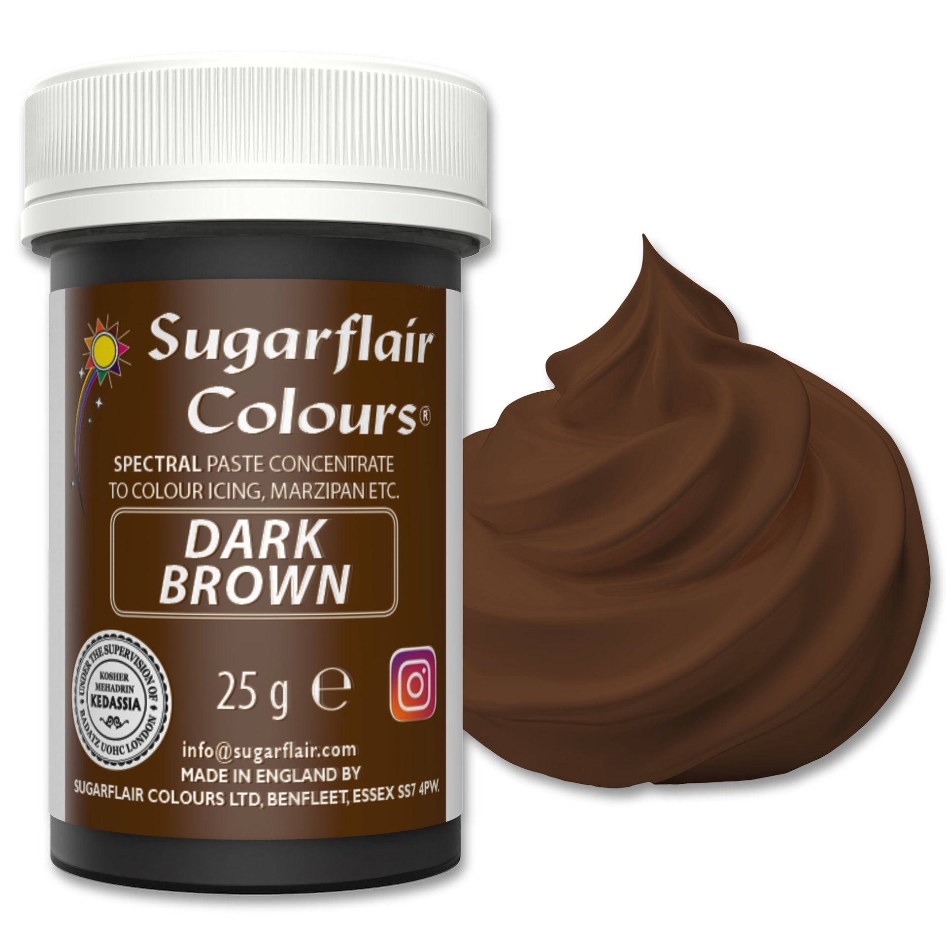 Sugarflair Paste Colour Donker Bruin 25g