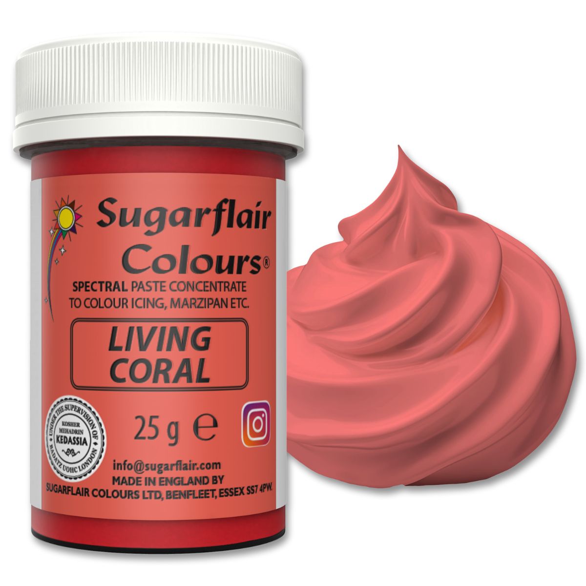 Sugarflair Paste Colour Living Coral 25g