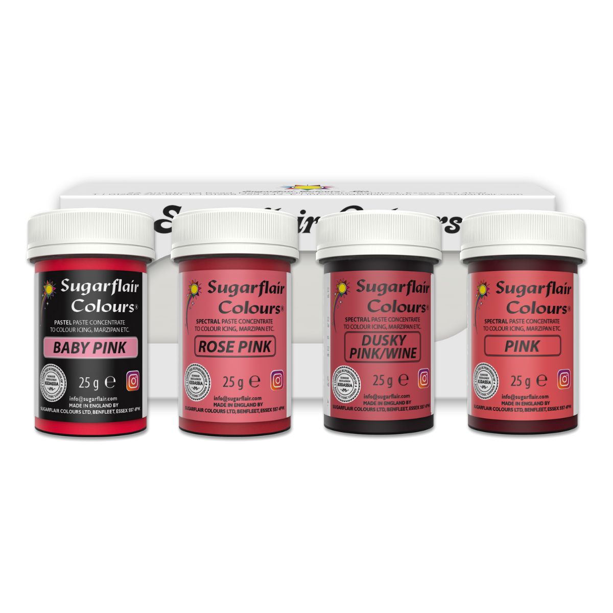 Sugarflair Paste Colour Mixed Roze set/4