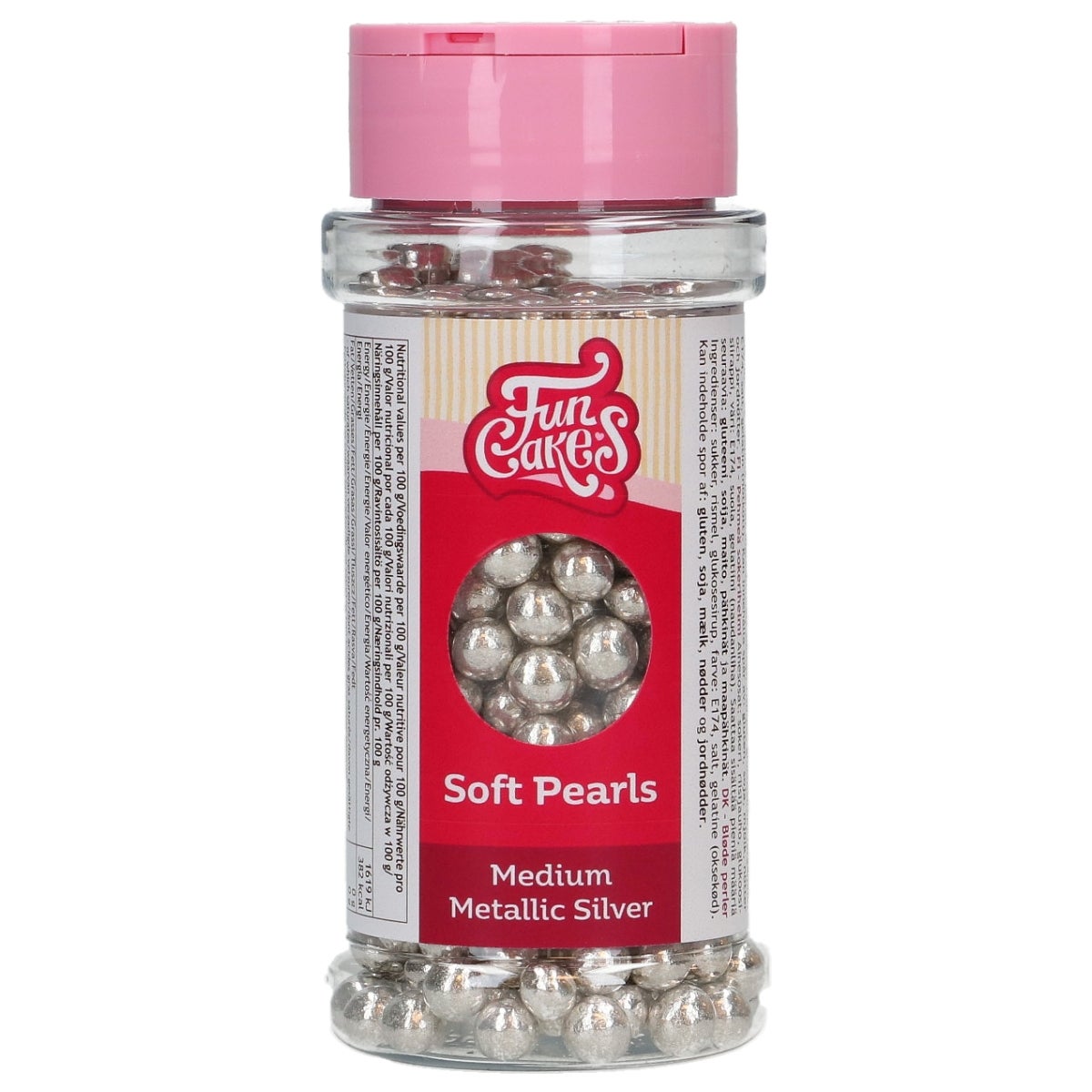 FunCakes Zachte Parels Medium Metallic Zilver 55 g