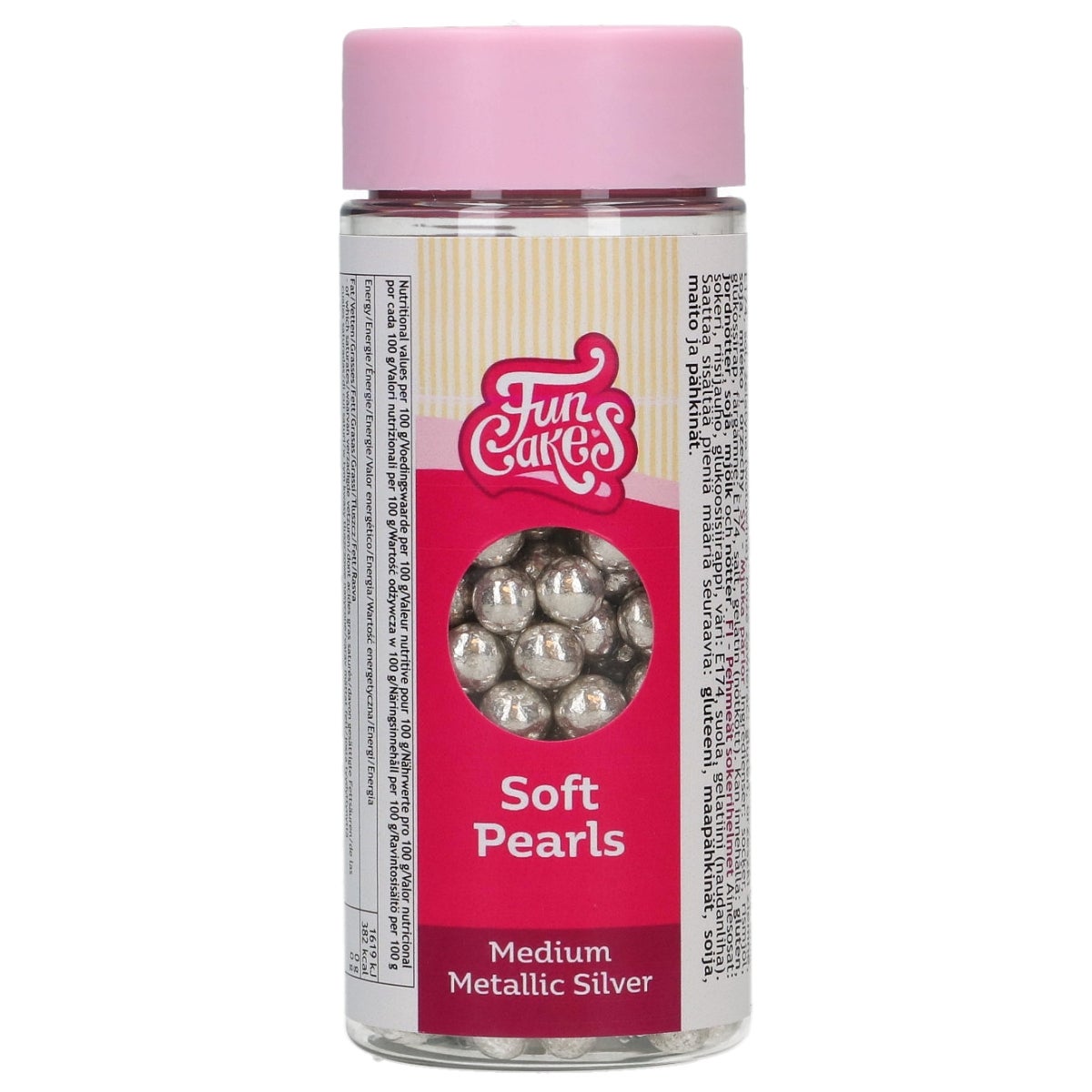 FunCakes Zachte Parels Medium Metallic Zilver 55g