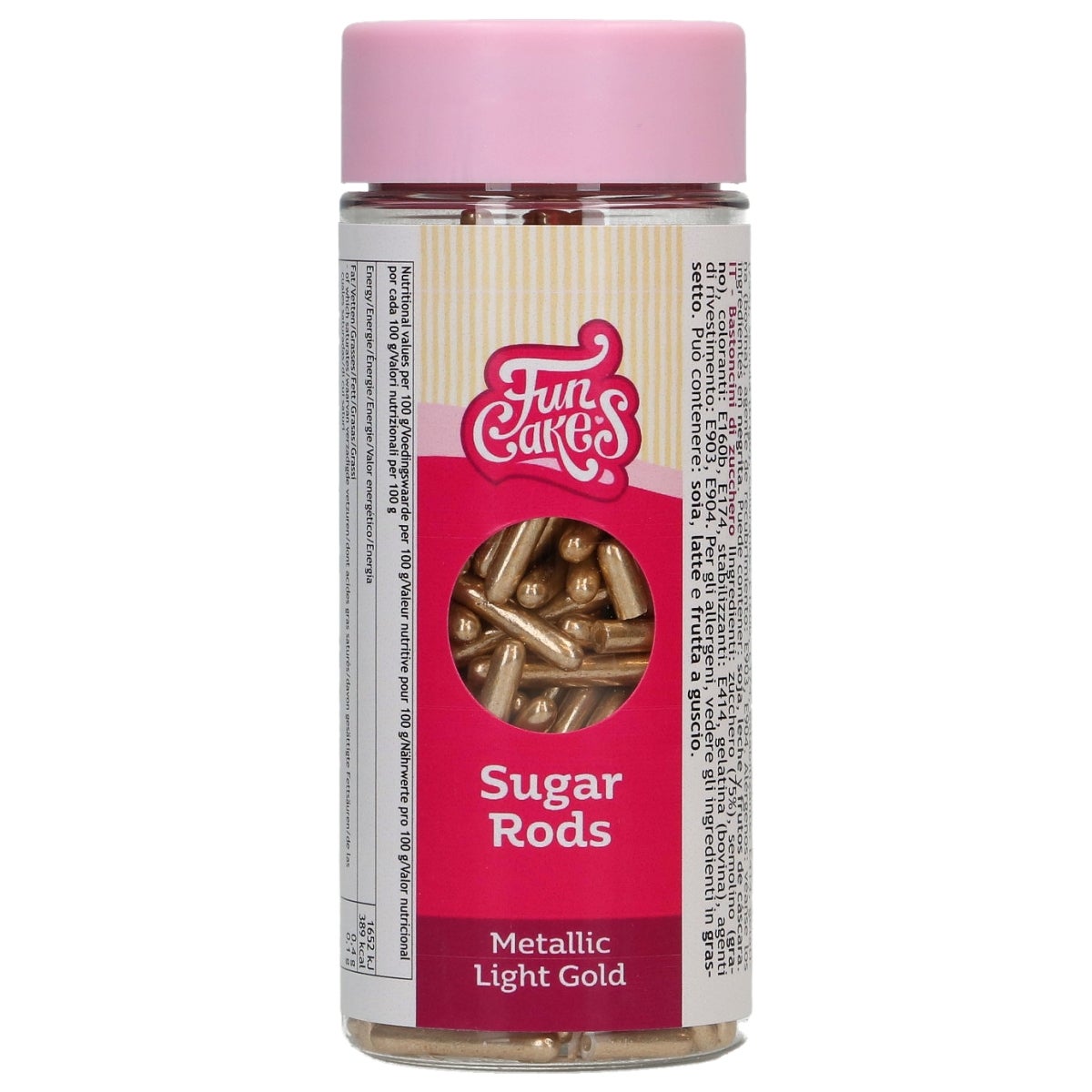 FunCakes Metallic Sugar Rods XL Licht Goud 70g