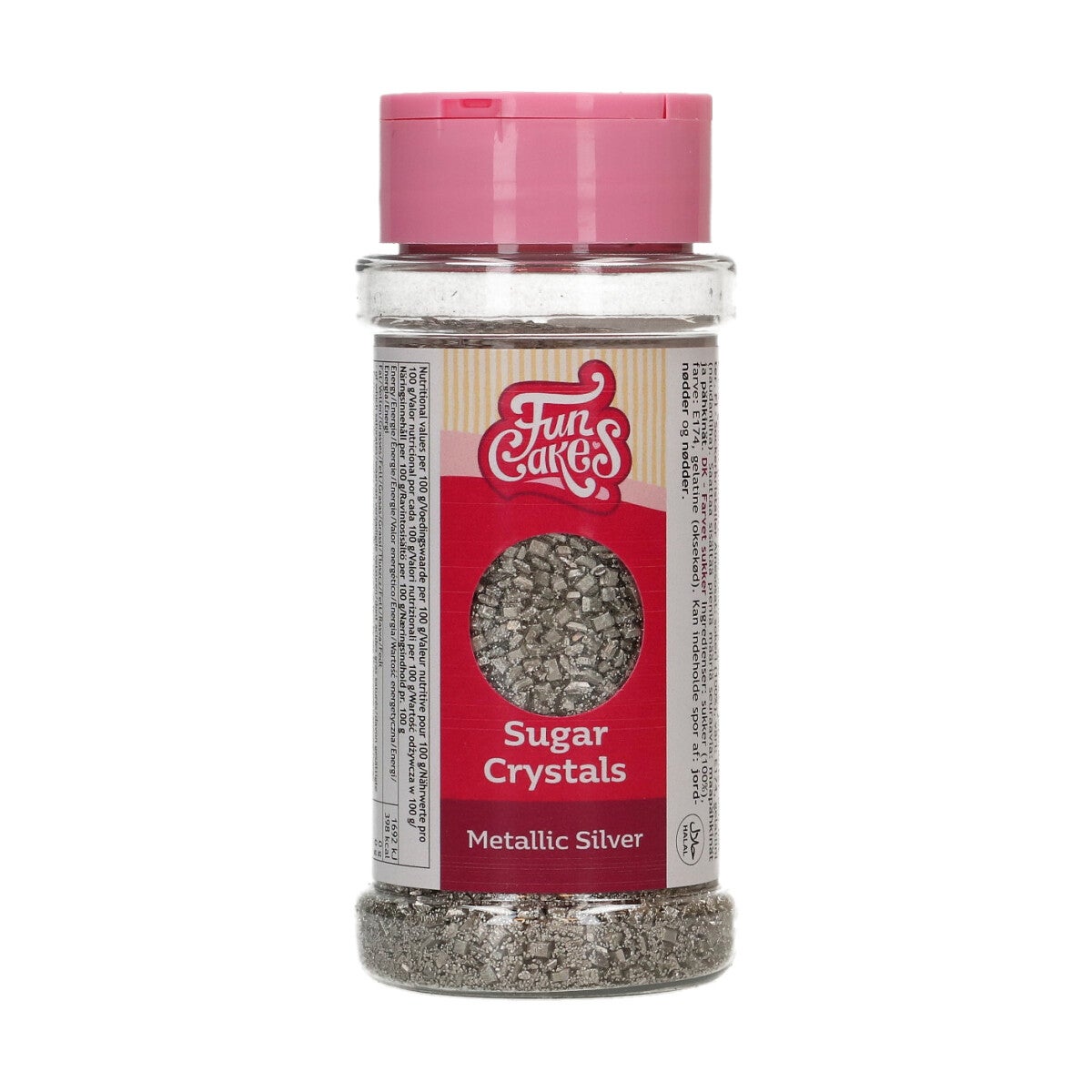 FunCakes Sugar Crystals Metallic Zilver 80g
