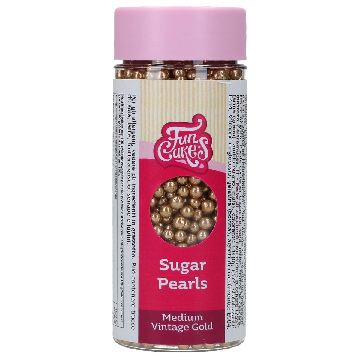 FunCakes Sugar Pearls Medium Vintage Goud 80g 