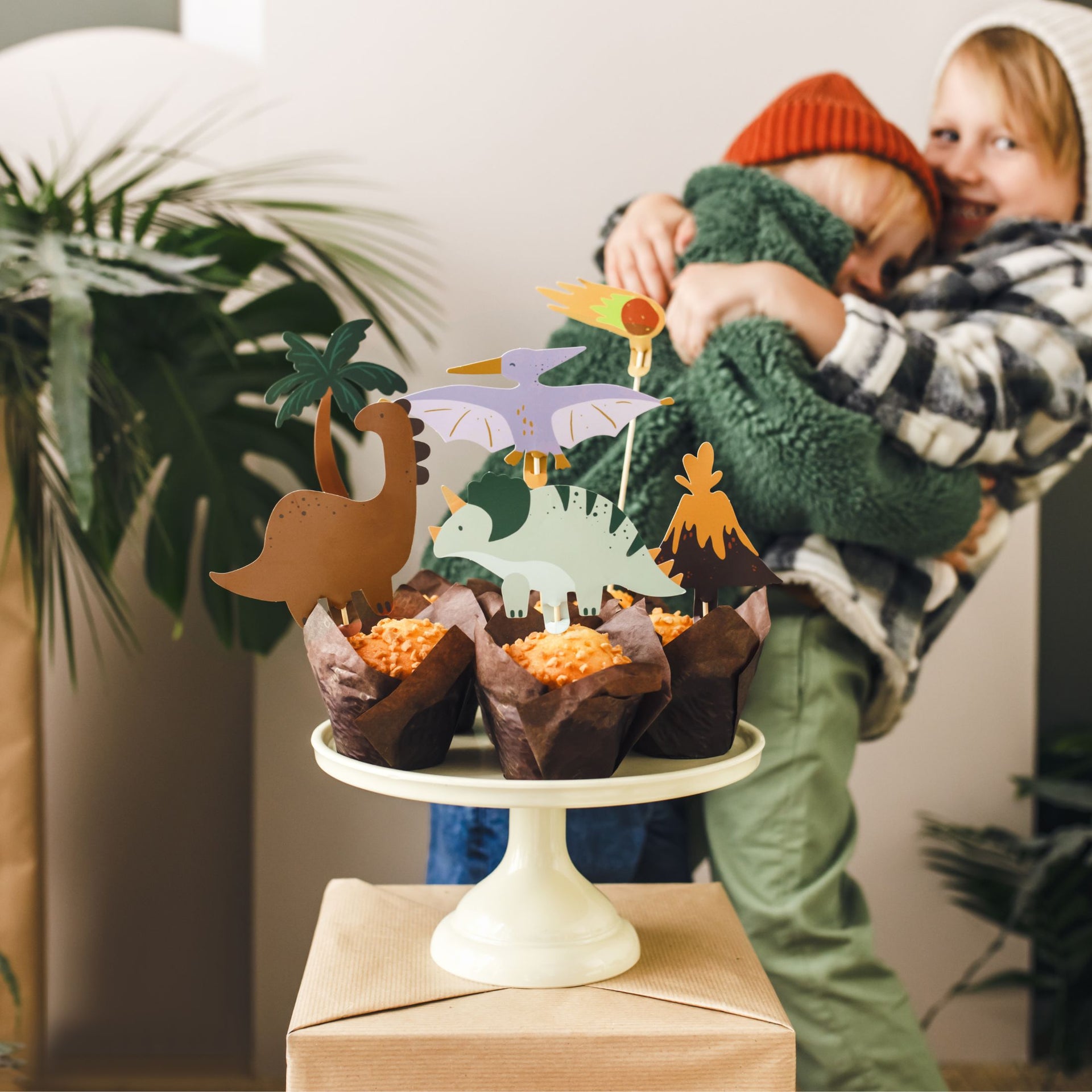 PartyDeco Cupcake Toppers - Dinosaurussen - 8-12cm pk/6