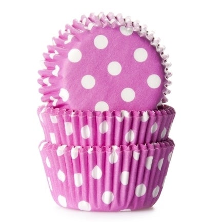 House of Marie Mini Baking cups Stip Roze - pk/60