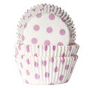 House of Marie Baking cups Stip Wit/Baby Roze - pk/50