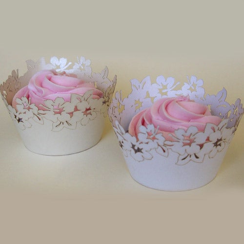 PME Cupcake Wrappers Flowers Ivory pk/12