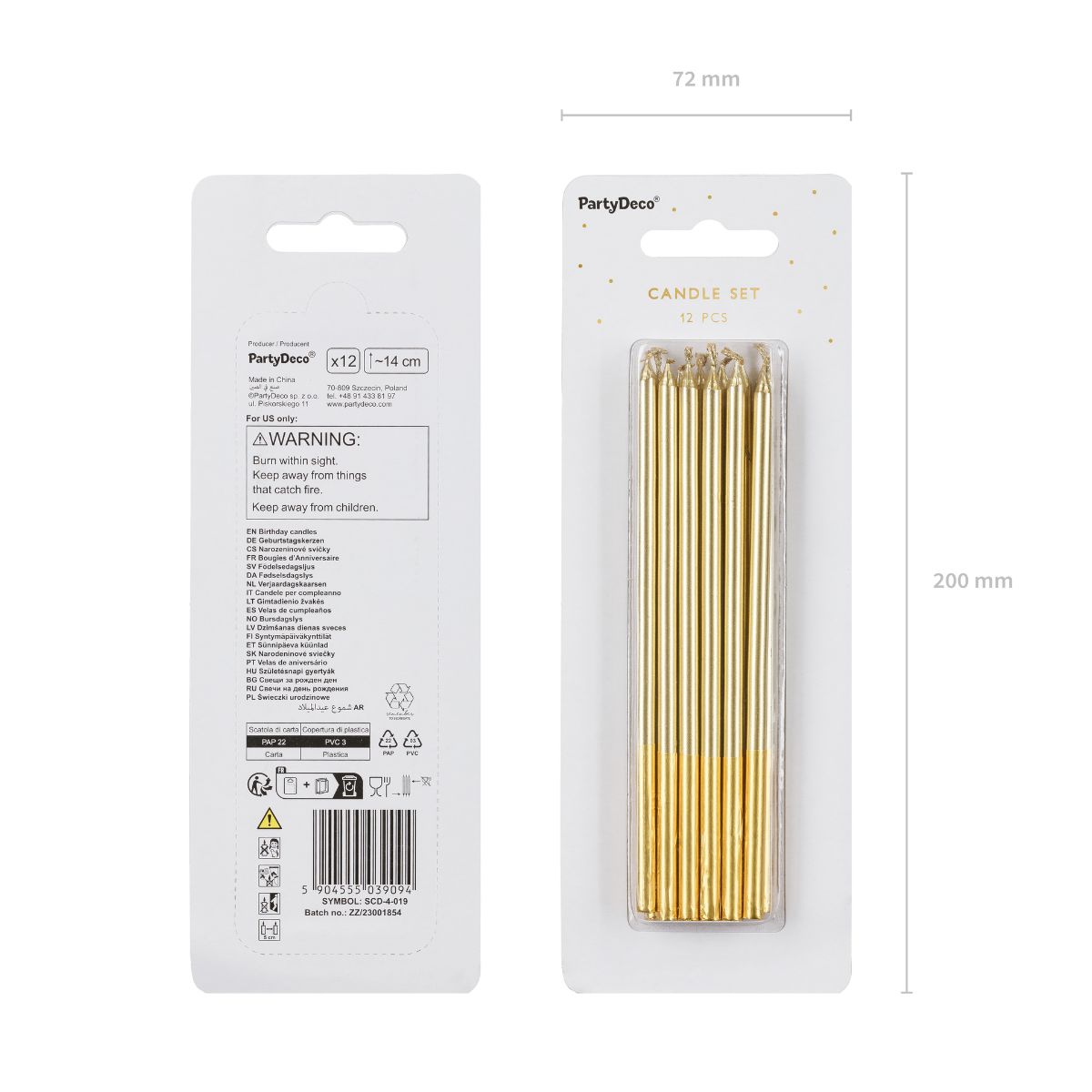 PartyDeco Kaarsen Goud 12/pcs