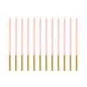 PartyDeco Kaarsen Roze/Goud 12/pcs