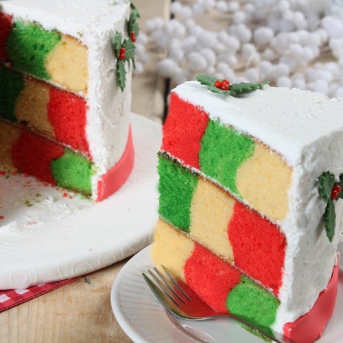 Kerst checkerboard taart