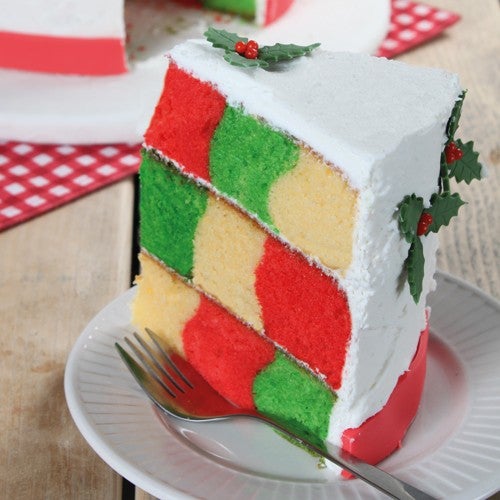 Kerst checkerboard taart