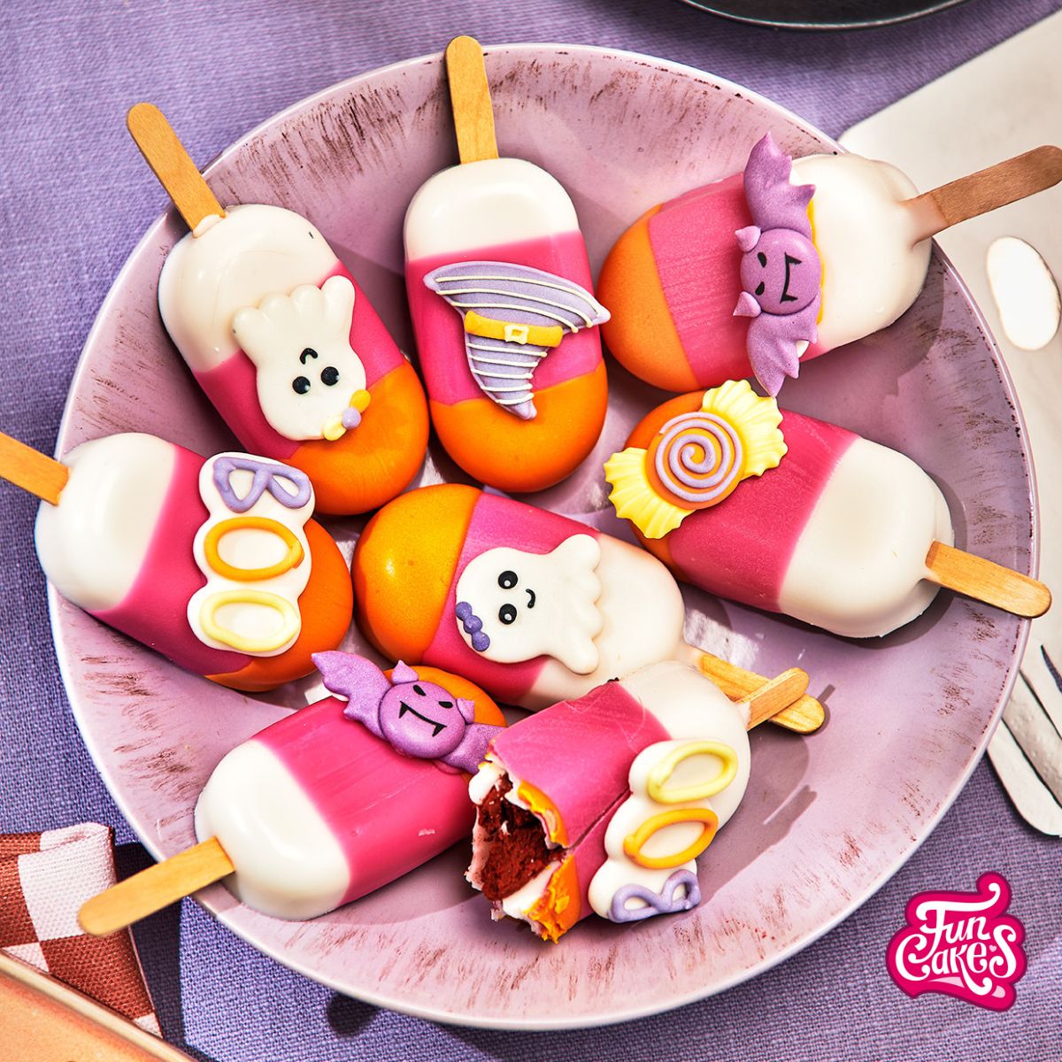 Summerween red velvet cakesicles