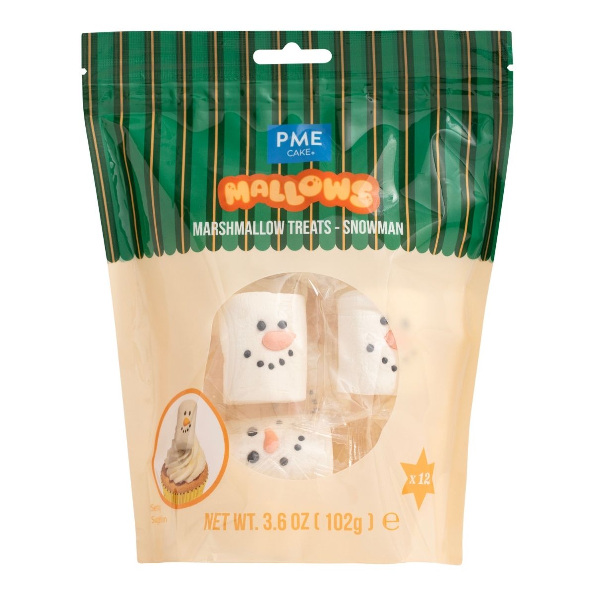 PME Kerst Marshmallow Decoraties Sneeuwpop pk/12