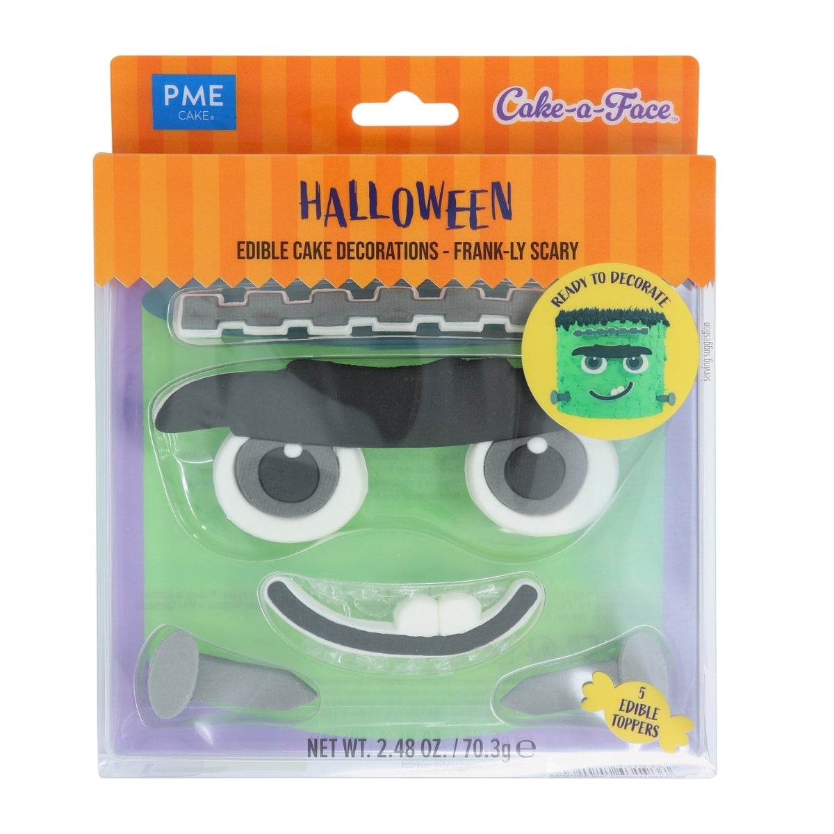 PME Halloween Taart Suikerdecoraties Frankenstein Gezicht set/5