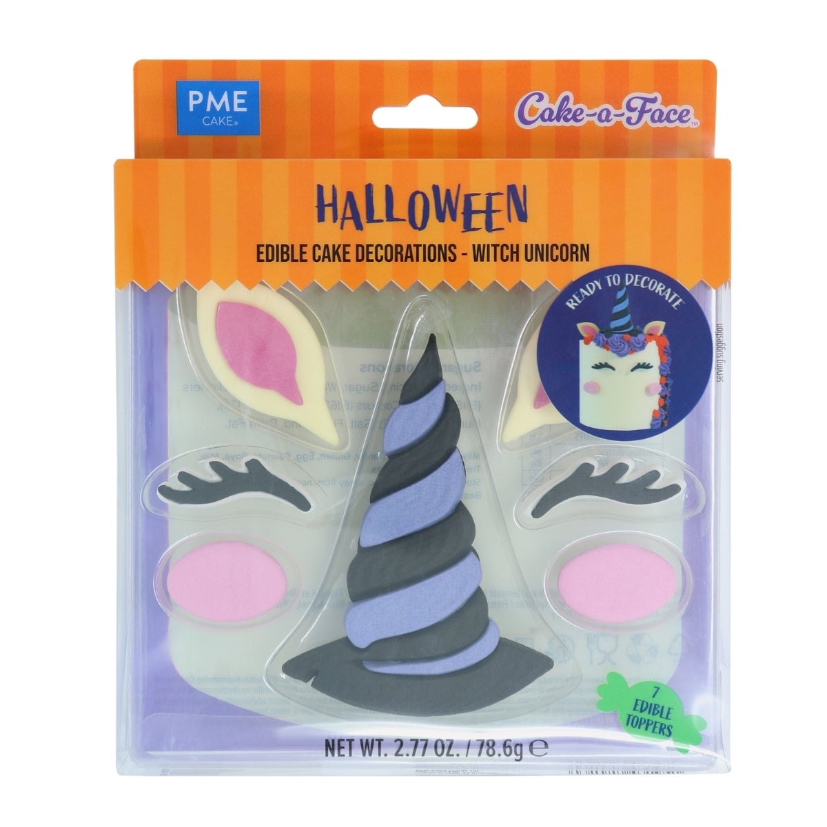 PME Halloween Taart Suikerdecoraties Heks Eenhoorn Gezicht set/7