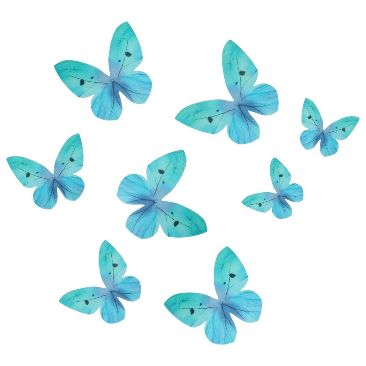 Wilton Eetbare Papieren Decoraties Vlinders Ombre Blauw set/8