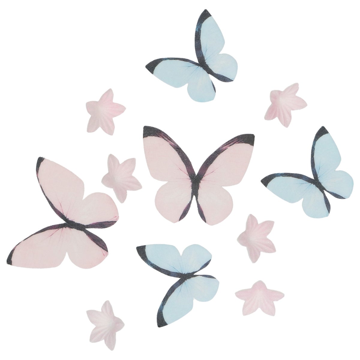 Wilton Eetbare Papieren Decoraties Bloemen & Vlinders Pastel Pink set/30