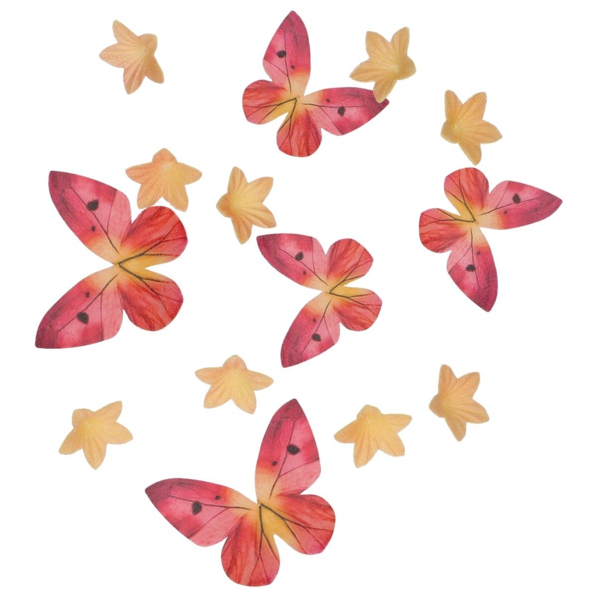 Wilton Eetbare Papieren Decoraties Bloemen & Vlinders Oranje Roze set/30