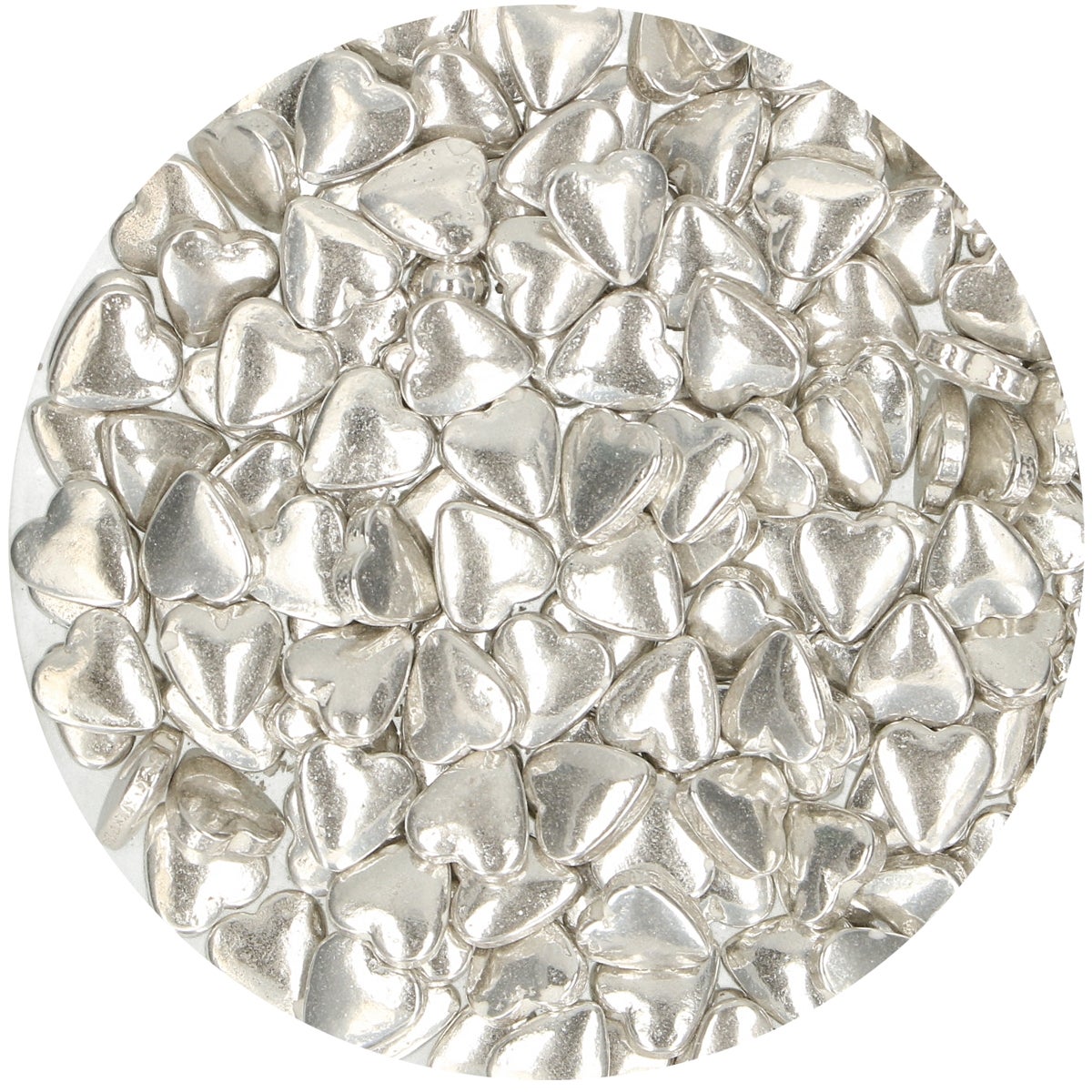FunCakes Suikerhartjes Metallic Zilver 80g