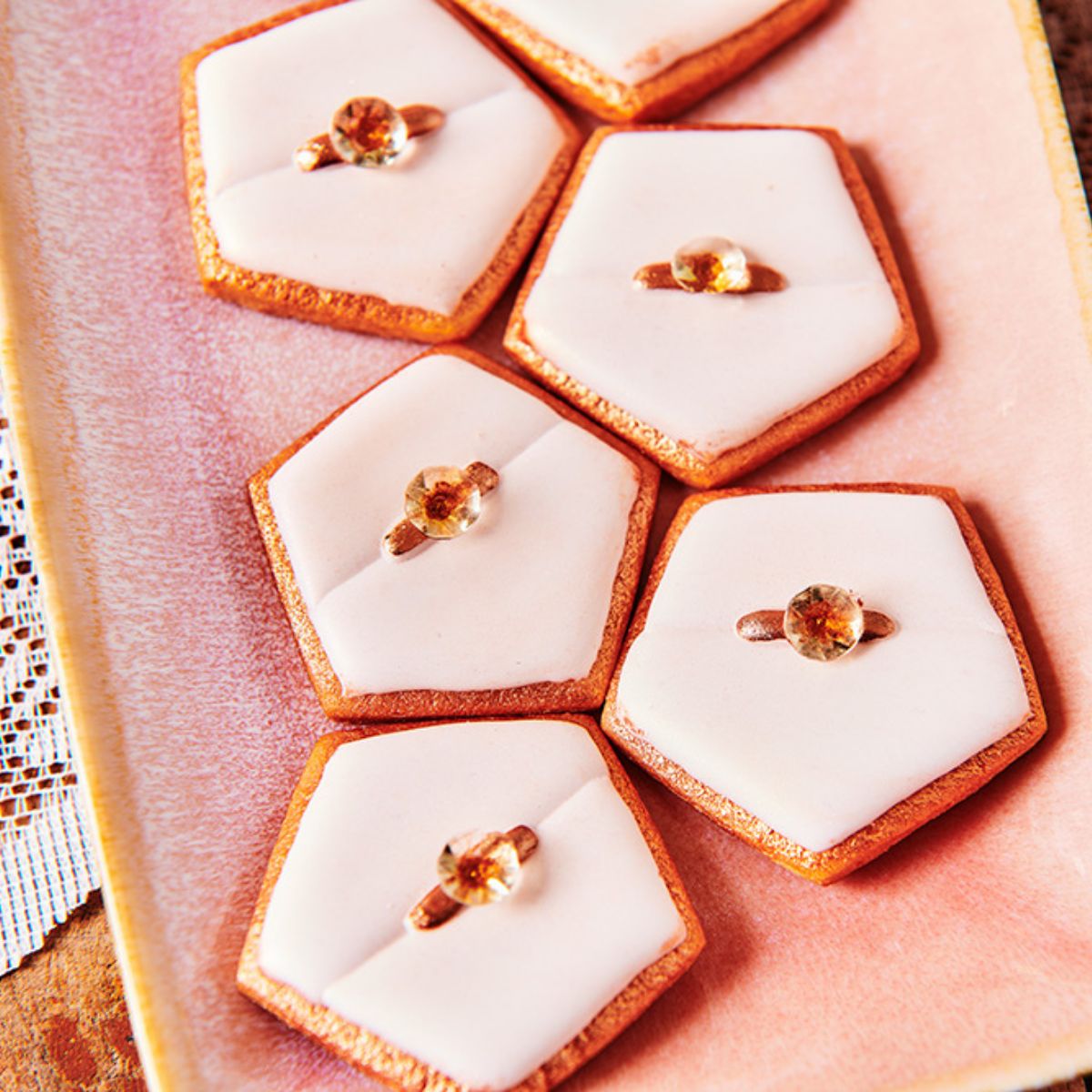 FunCakes Eetbare Jelly Diamonds Parelmoer Goud pk/20