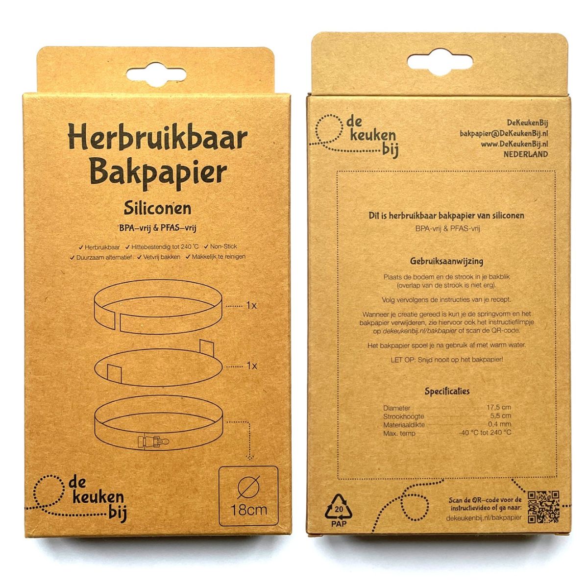 De KeukenBij Siliconen Herbruikbaar Bakpapier Rond Ø18cm