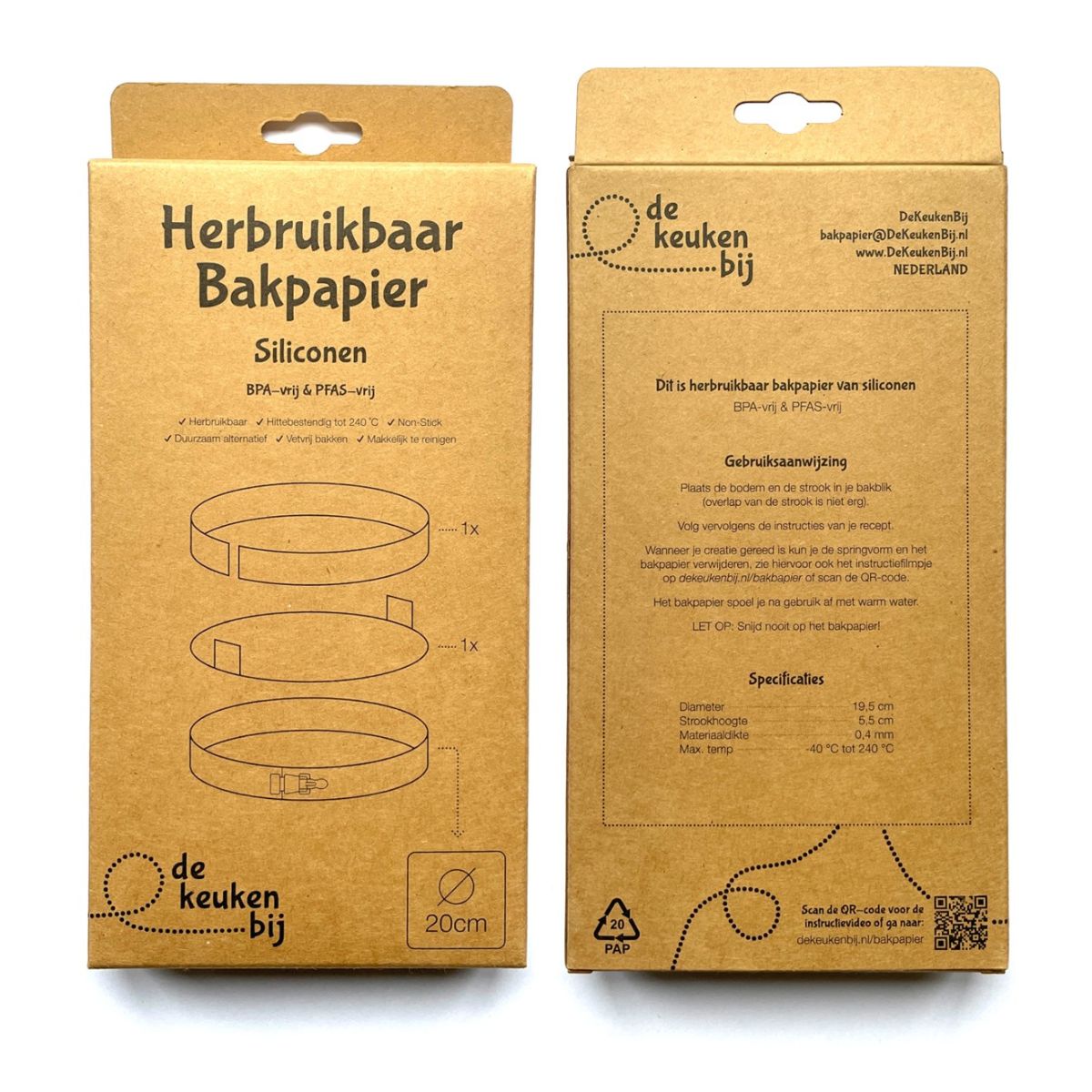 De KeukenBij Siliconen Herbruikbaar Bakpapier Rond Ø20cm