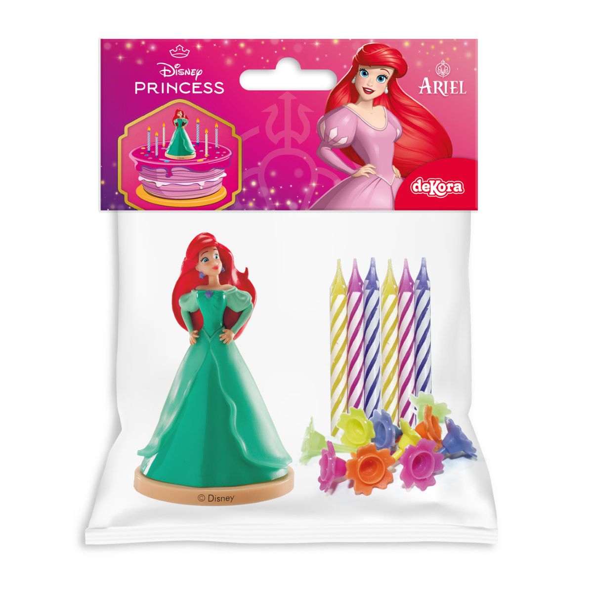 Dekora Disney Ariel Cake Topper with Candles pk/10