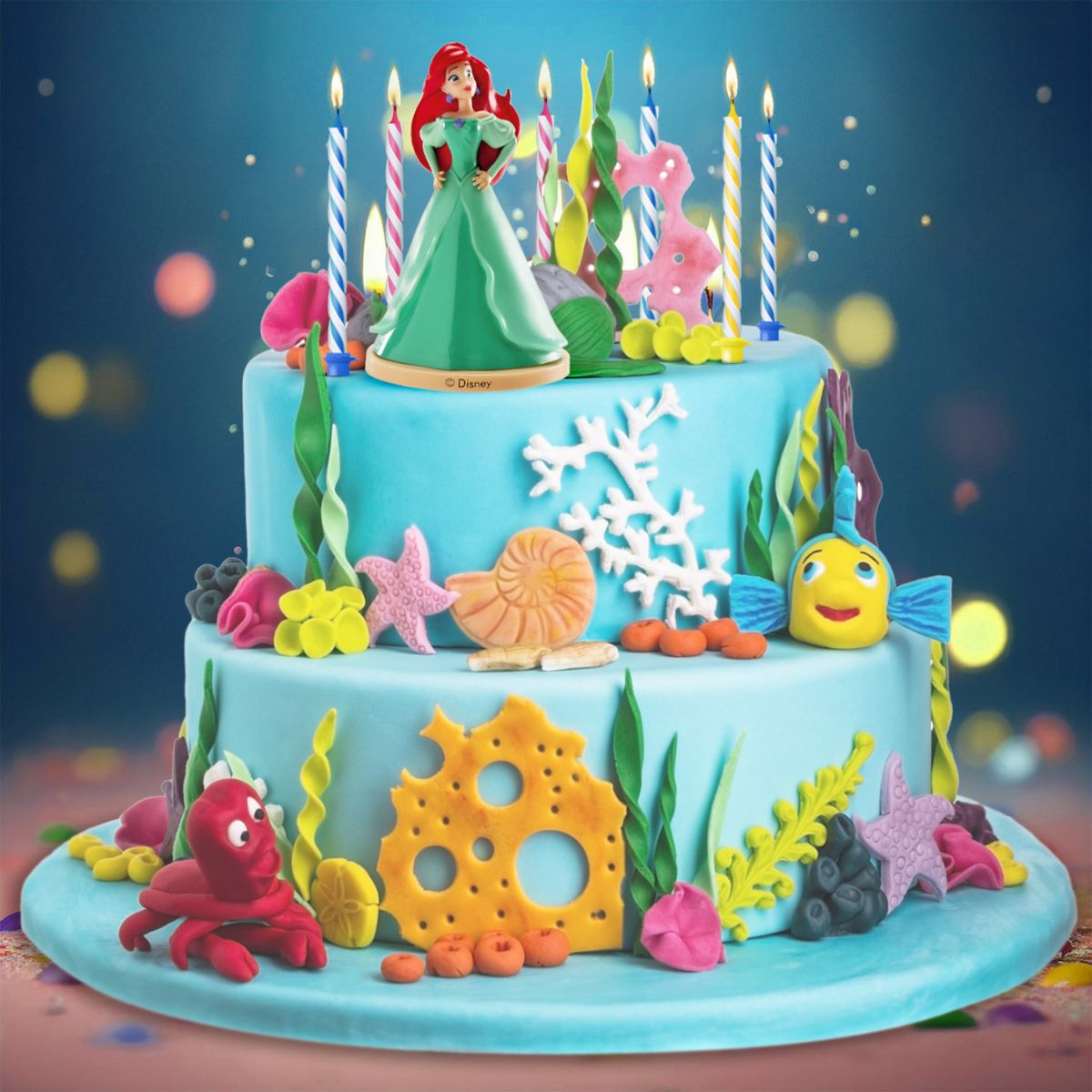 Dekora Disney Ariel Cake Topper with Candles pk/10