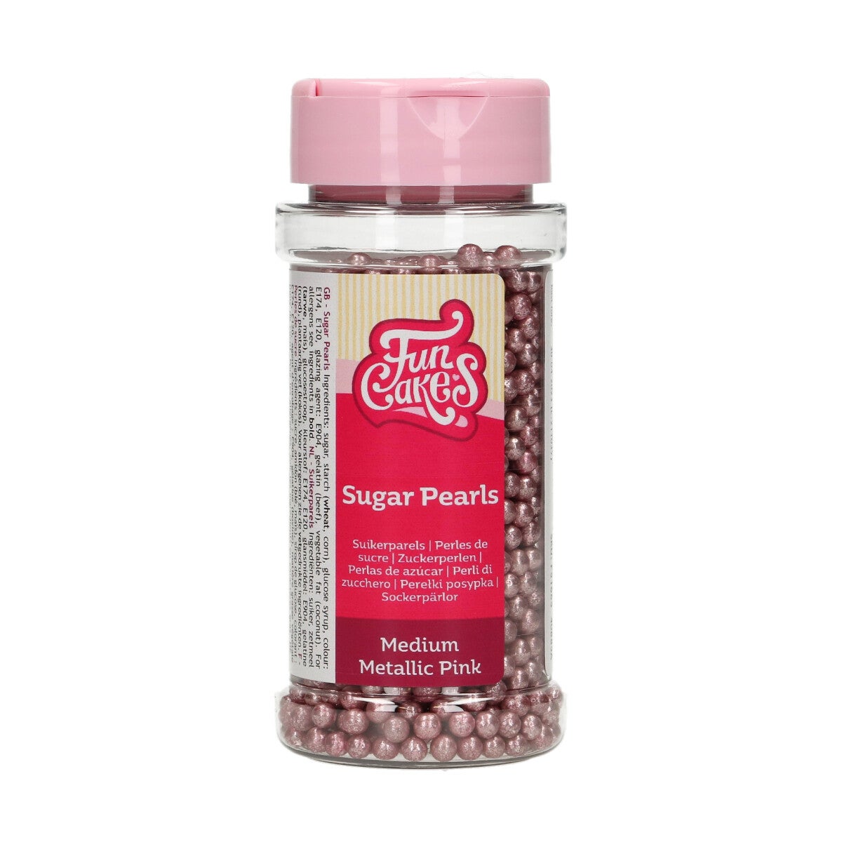 FunCakes Suikerparels Medium Metallic Roze 80 g