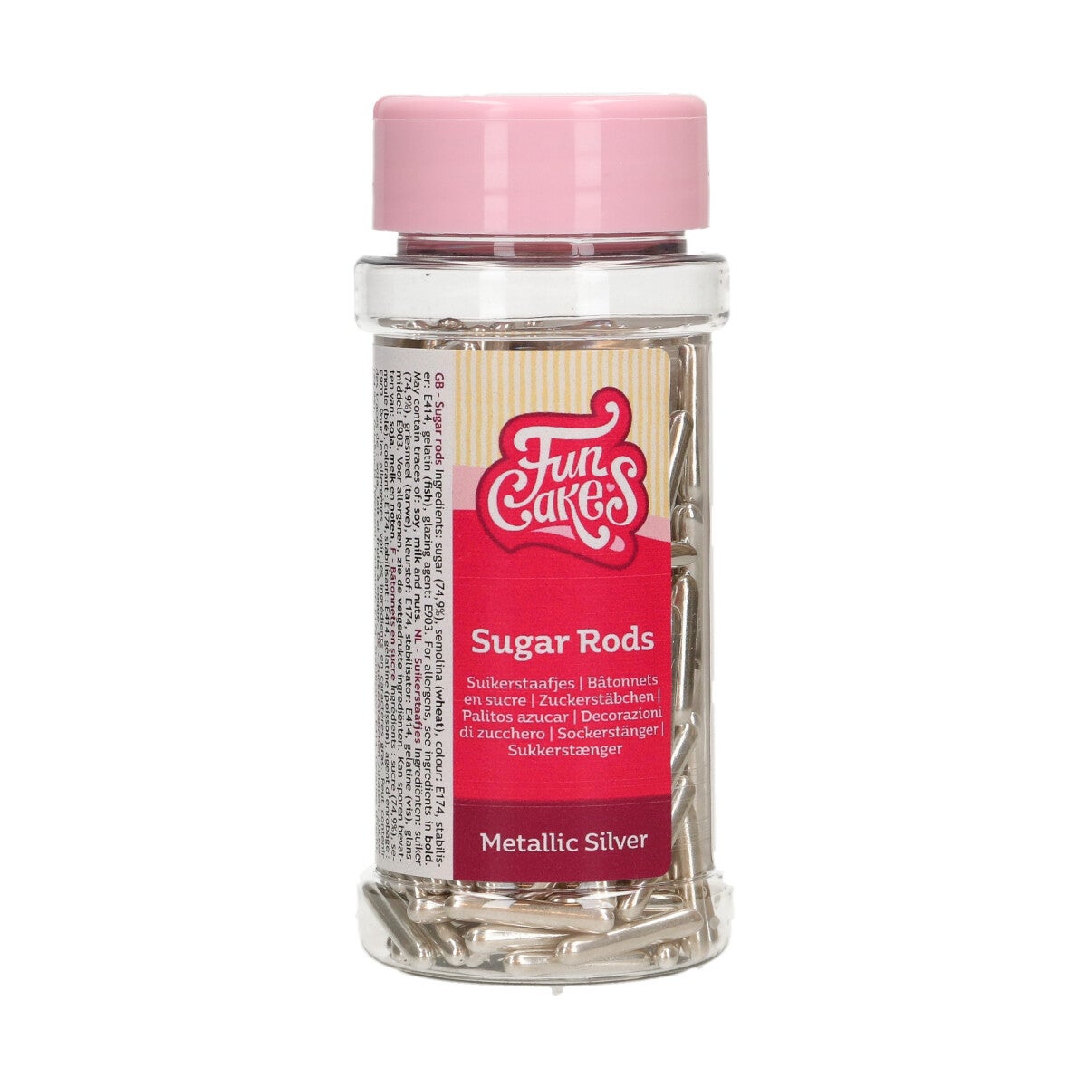 FunCakes Metallic Sugar Rods XL Zilver 70g