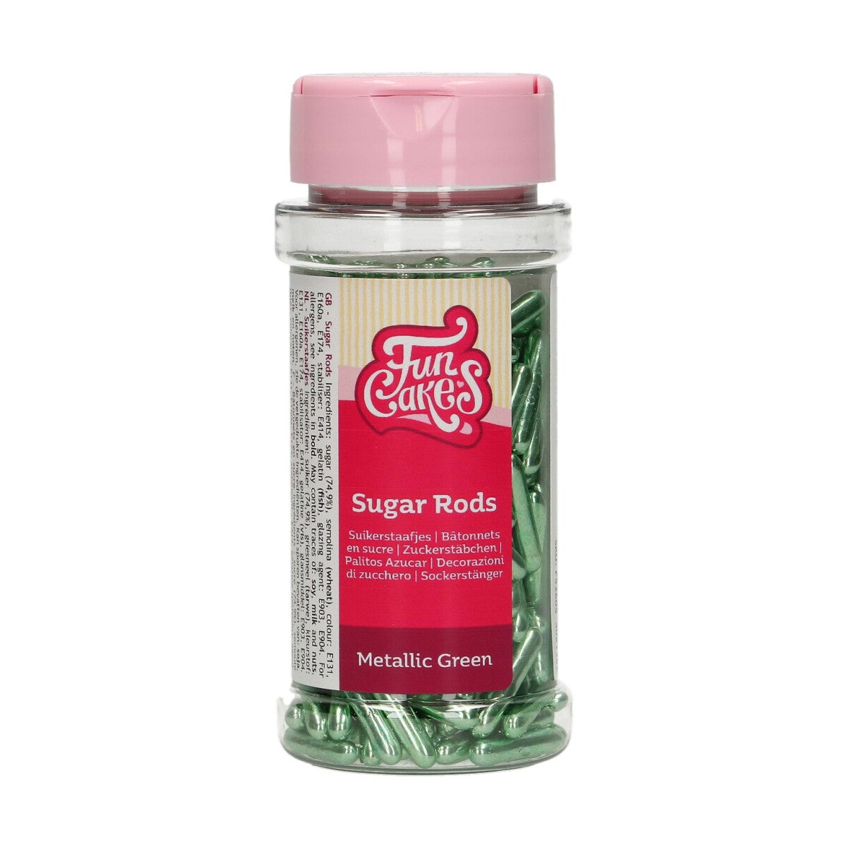 FunCakes Metallic Sugar Rods XL Groen 70g