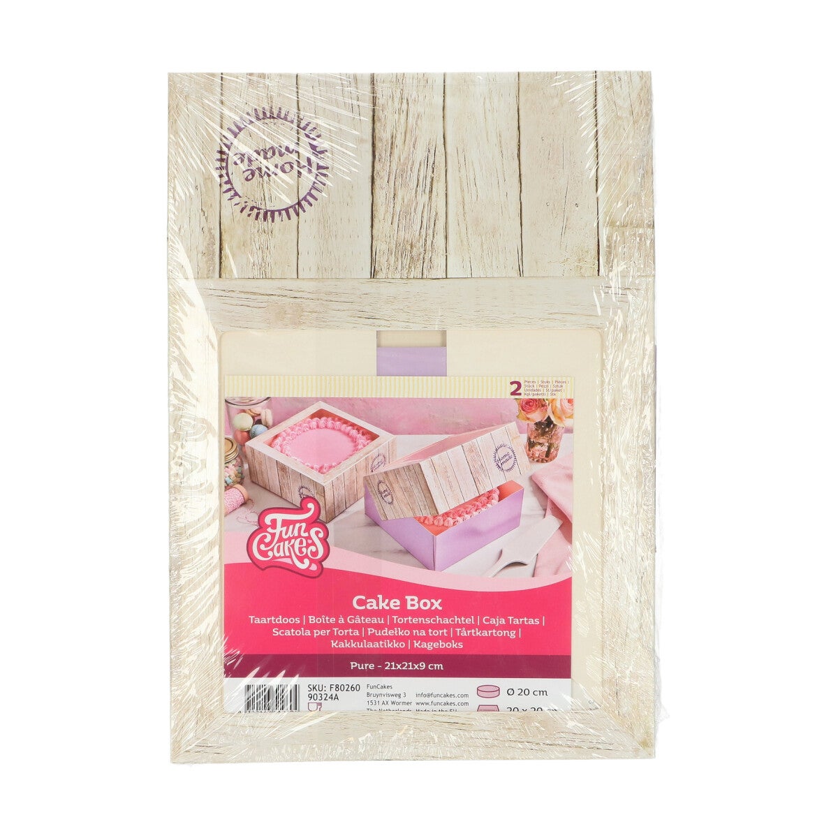 FunCakes Taartdoos Pure 21x21x9cm pk/2