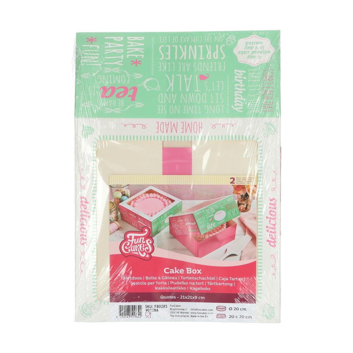 FunCakes Taartdoos -Quotes- 21x21x9cm pk/2