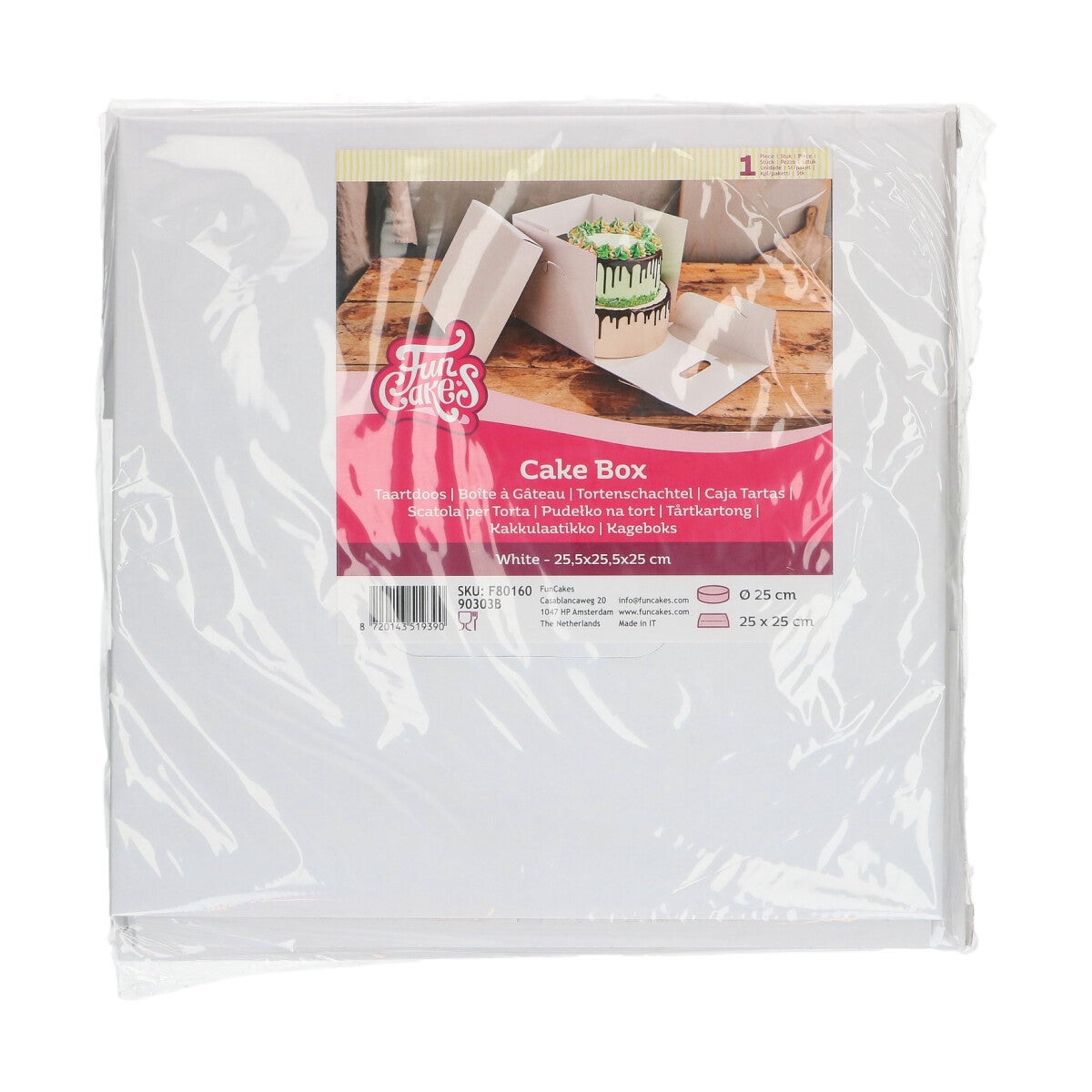 FunCakes Taartdoos Wit 25,5x25,5x 25 cm pk/1