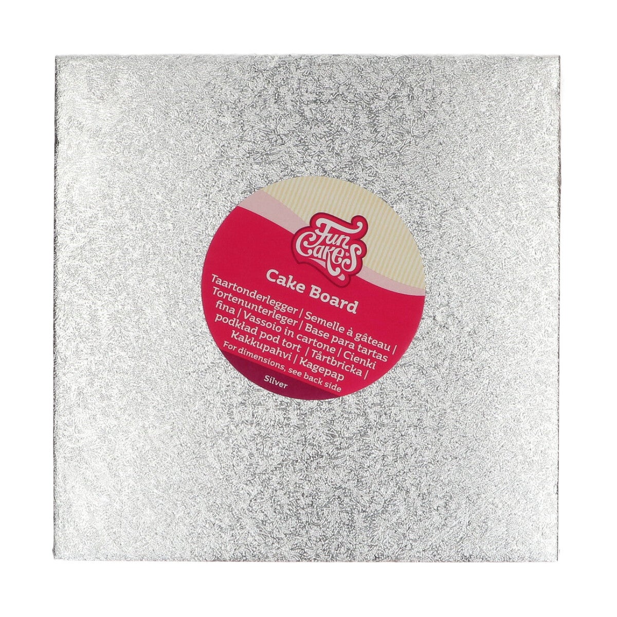 FunCakes Cake Board Vierkant 22,5 x 22,5 cm - Zilver