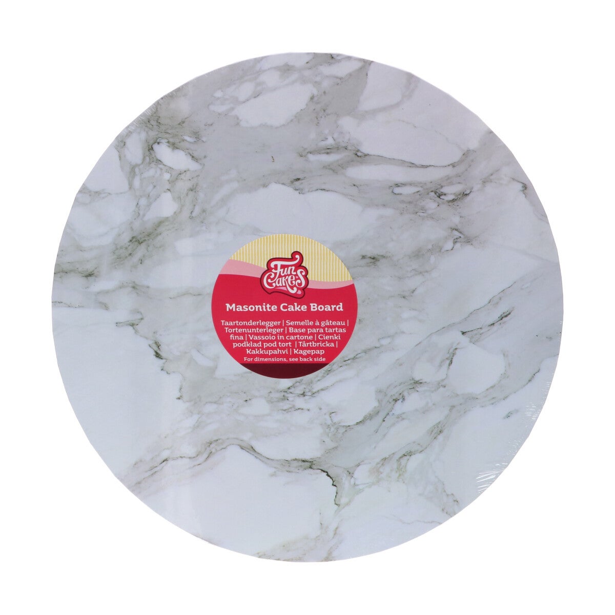 FunCakes Masonite Cake Board Rond Ø25 cm- Marmer grijs