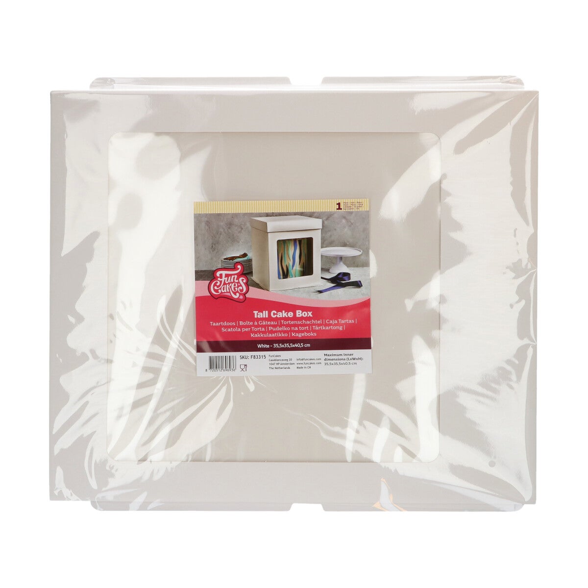 FunCakes Tall Cake Box 35,5 x 35,5 x 40,5 cm - Wit