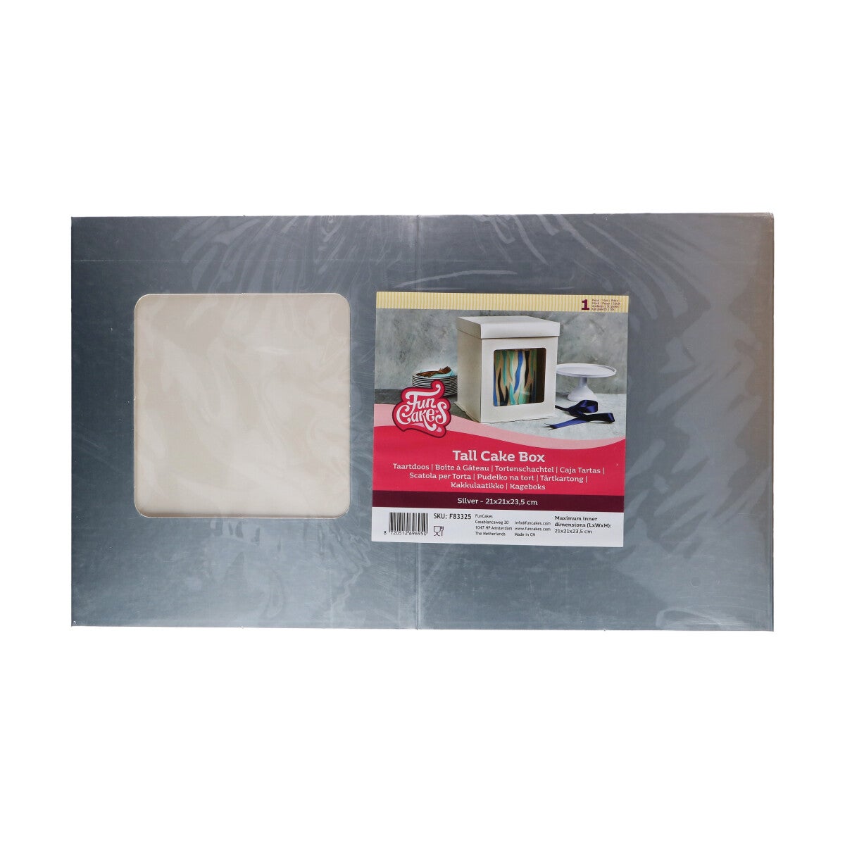 FunCakes Tall Cake Box 21 x 21 x 23,5 cm - Zilver