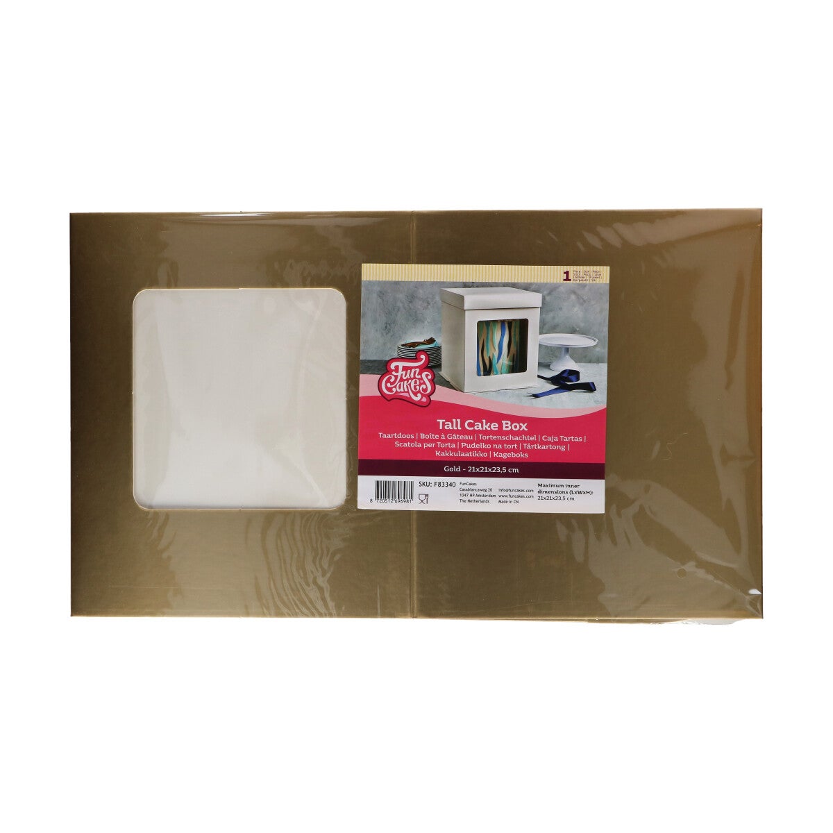 FunCakes Tall Cake Box 21 x 21 x 23,5 cm - Goud